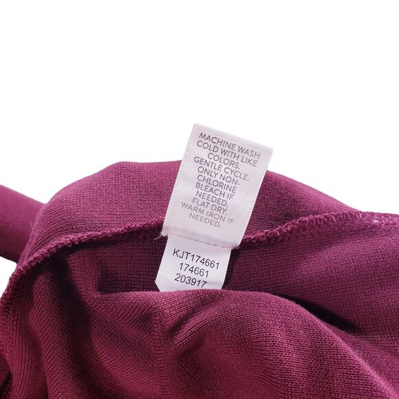 Pure Jill J Jill Draped Cardigan M Women Burgundy Wine Red Long Sleeve Neck Wrap - Picture 7 of 9